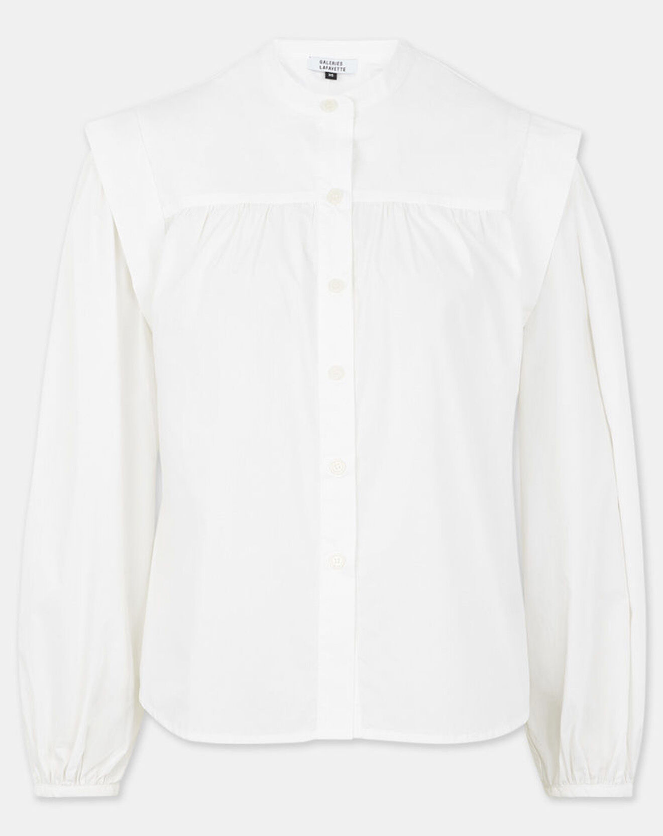 Galeries Lafayette Chemise en Coton Piping emmanchures relief blanc