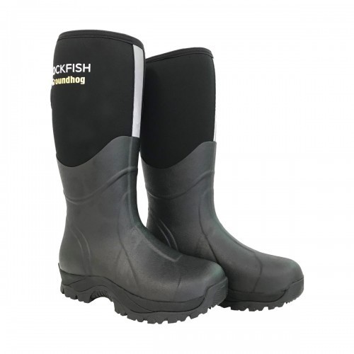 Botas de chuva de neoprene Rockfish para homem, pretas.