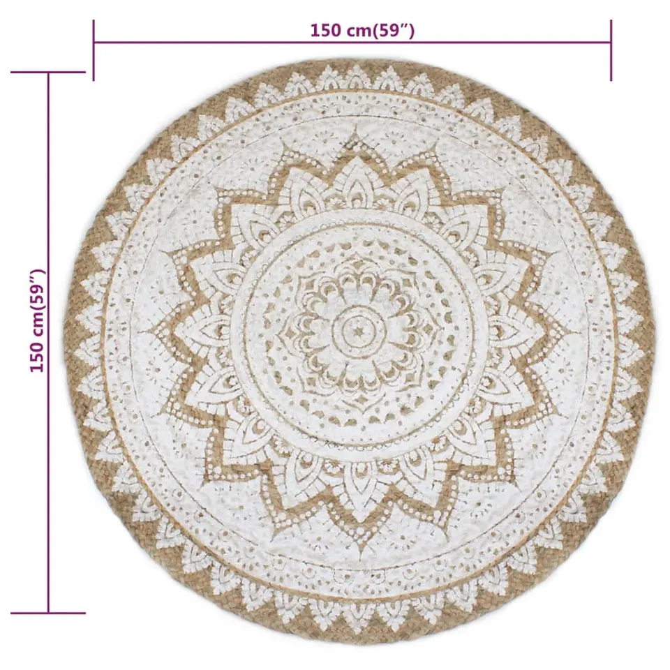 vidaXL - Tapijt - Beige - Jute - 150 cm