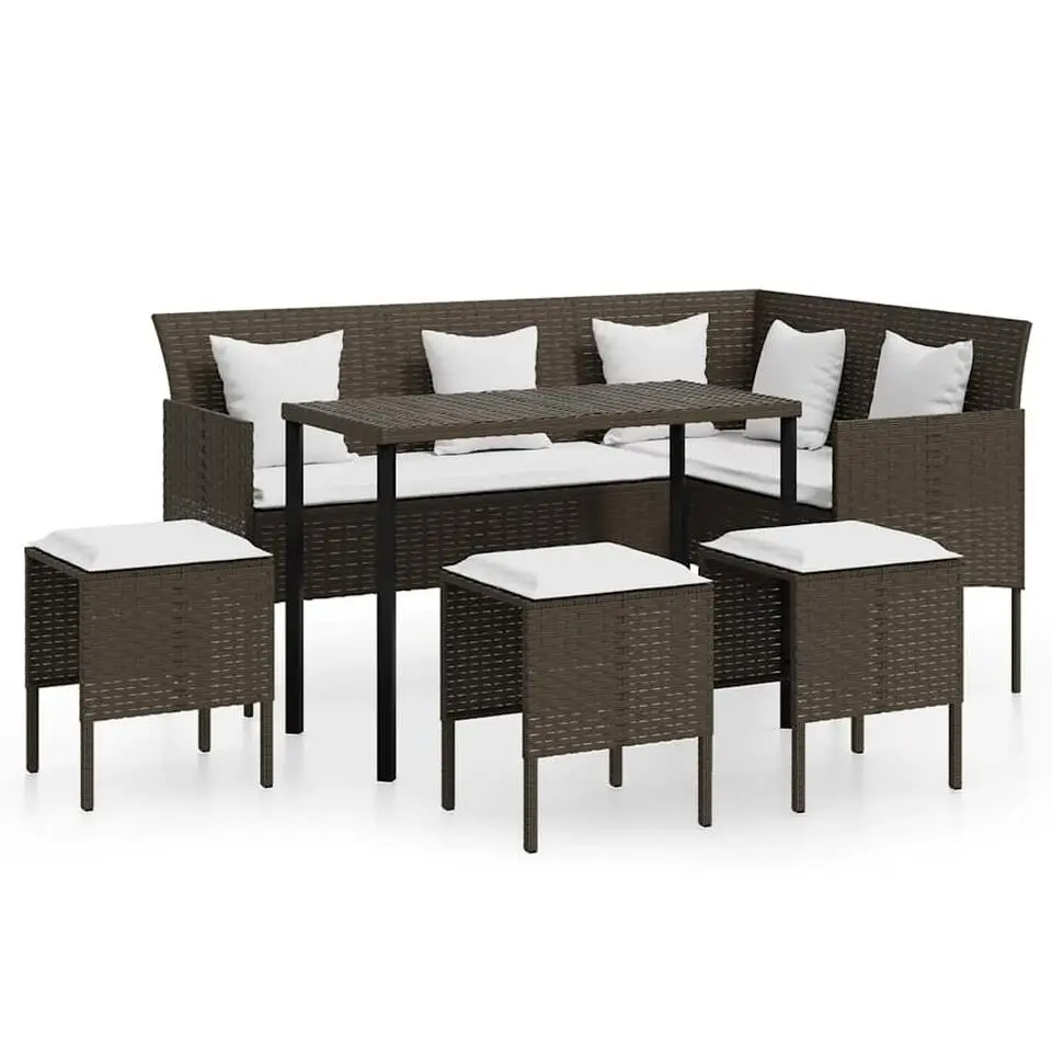 vidaXL - Tuinset - Bruin - Poly rattan - 5 stuks - Met kussens