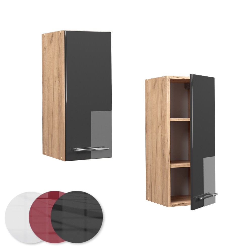 Vicco Hängeschrank Küchenschrank Küchenmöbel Fame-Line Eiche Anthrazit modern 30 cm Küche Einbauküche Hängeschrank Drehtür Einlegeboden Küchenzeile Hochglanz