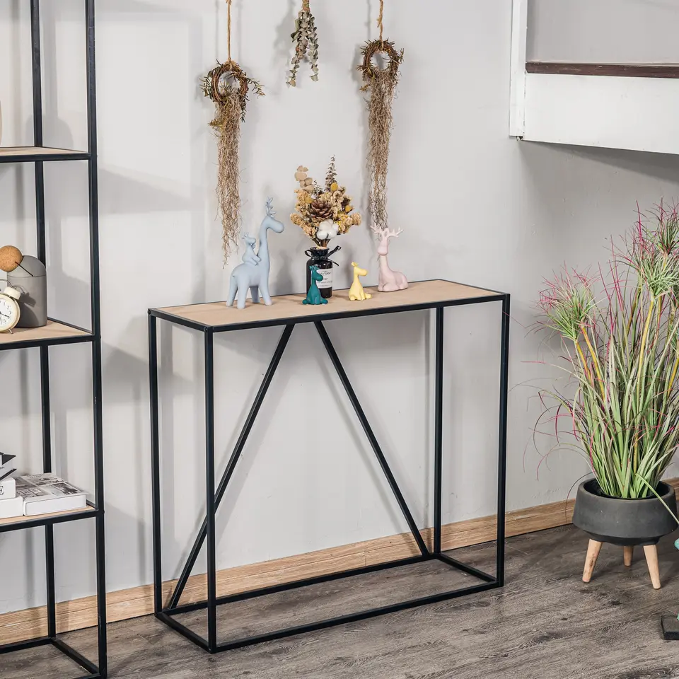 Industriële houten en zwarte metalen consolestijl