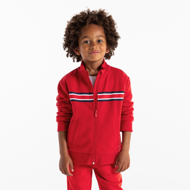 Sweat-shirt zippé col montant rouge garçon
