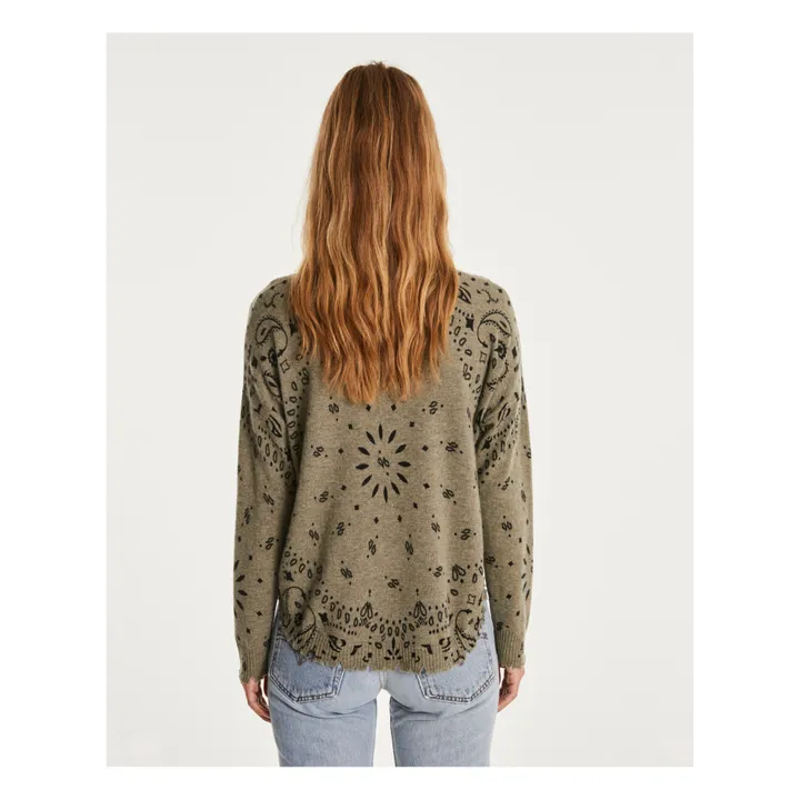 Kujten Pull Mela Bandana Cachemire | Vert kaki chiné