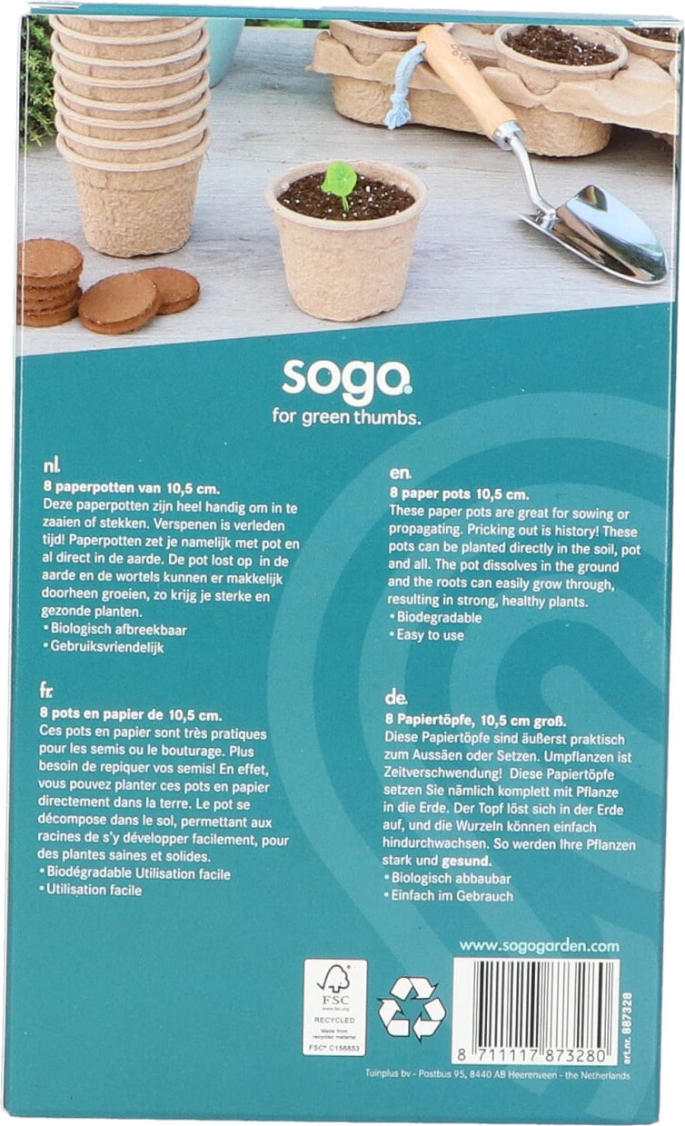 Sogo kweekpot 10,5 x 10,5 cm 8 stuks