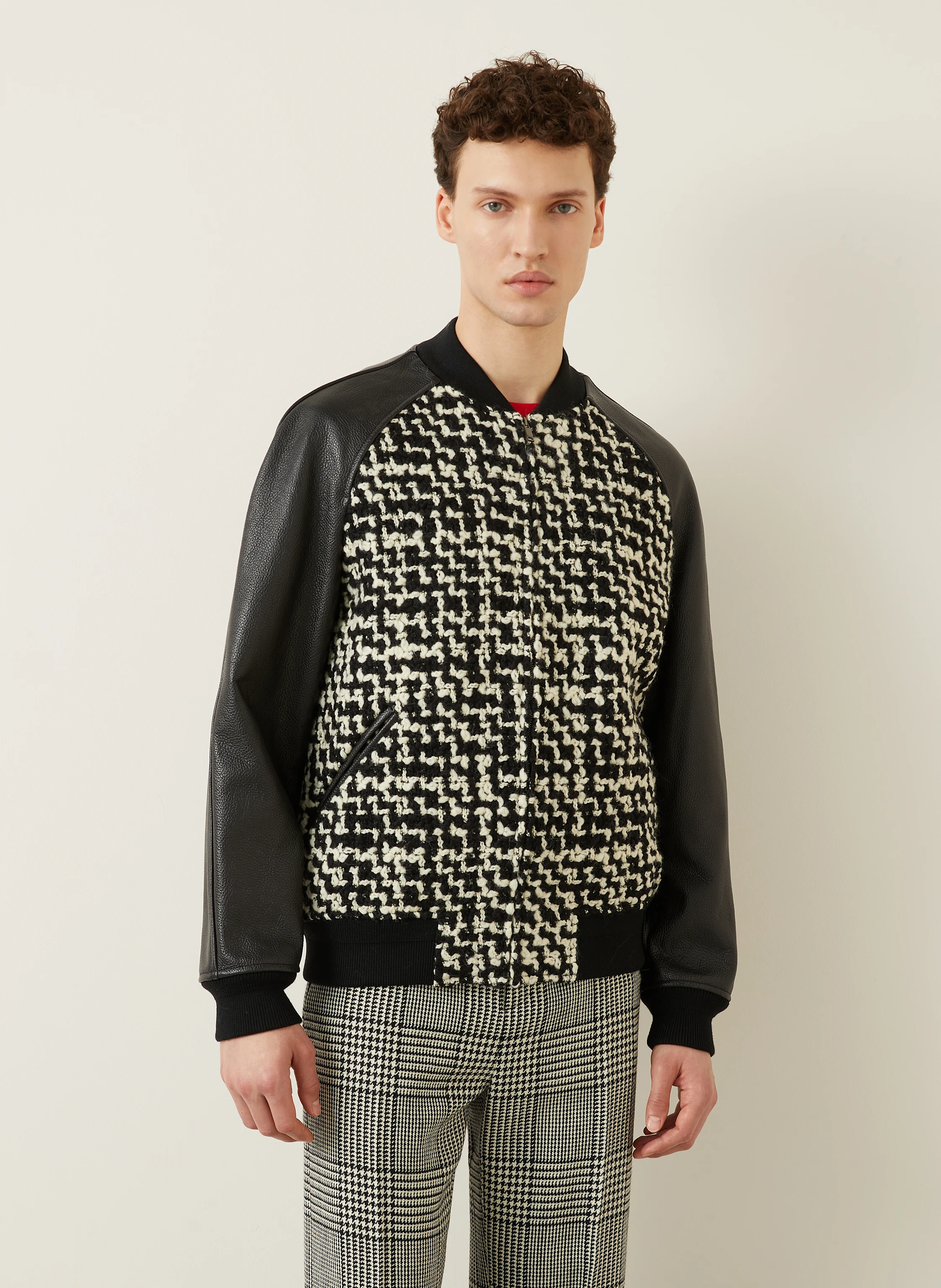 VALENTINO Tweed-Blouson im Materialmix