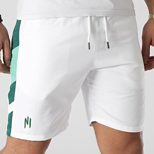 Short Jogging A Bandes 034 Blanc Vert