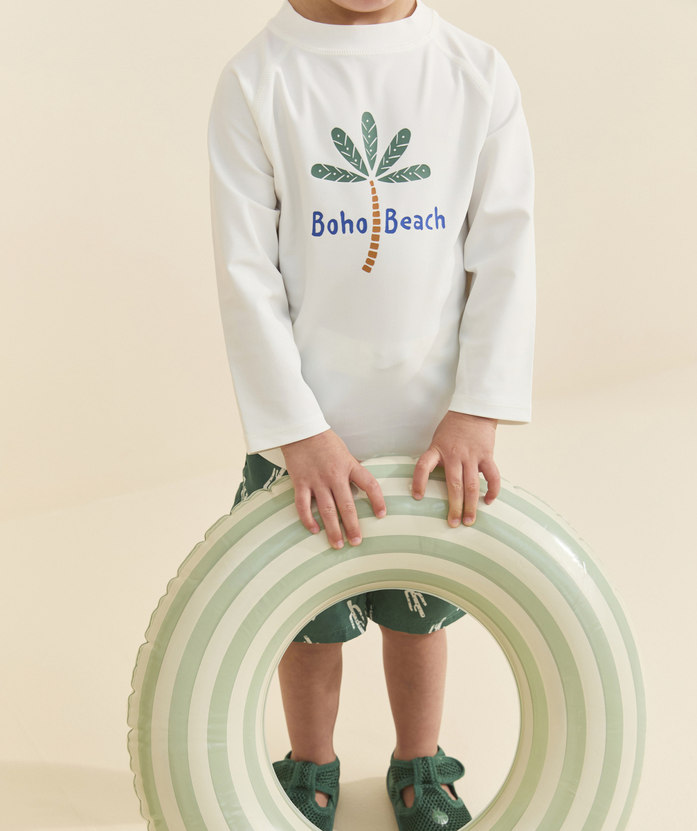 LASSIGT-SHIRT MANCHES LONGUES MIXTE ANTI-UV ÉCRU AVEC PALMIER