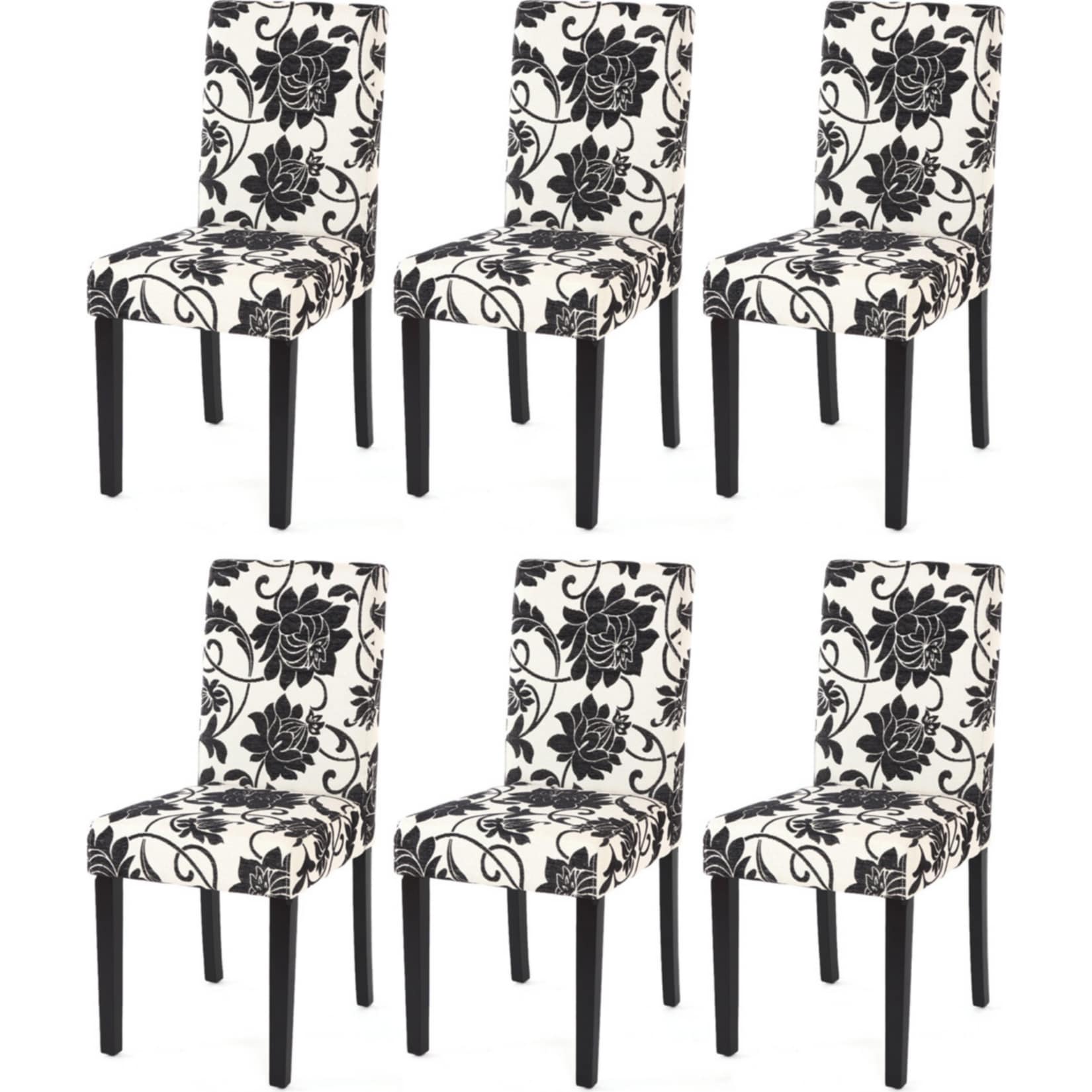 6er-Set Esszimmerstuhl Stuhl Küchenstuhl Littau ~ Textil, jacquard, dunkle Beine