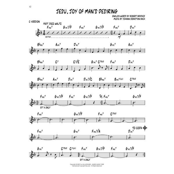 Hal Leonard Jazz Play Along J.S.Bach