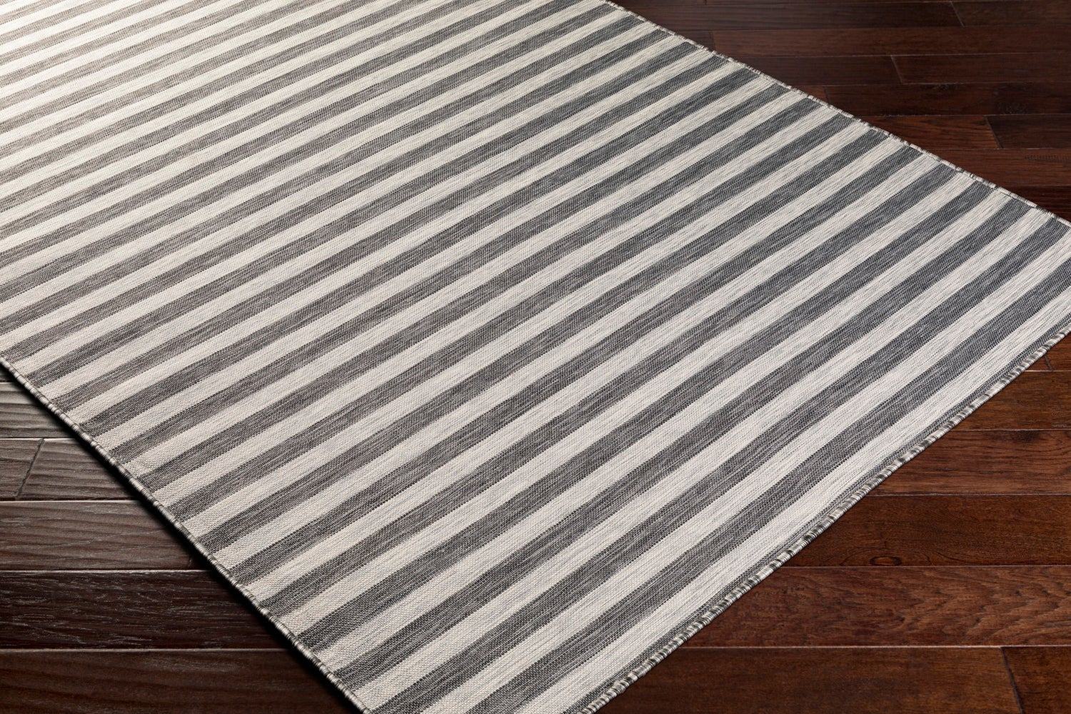 Binnen/buiten gestreept vloerkleed grijs/ivoor 80x150 cm ZAKI