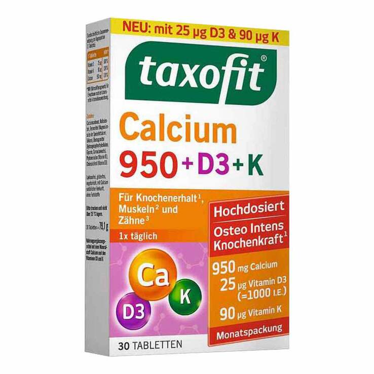 Taxofit Calcium 950 + D3 + K Tabletten, 30 St