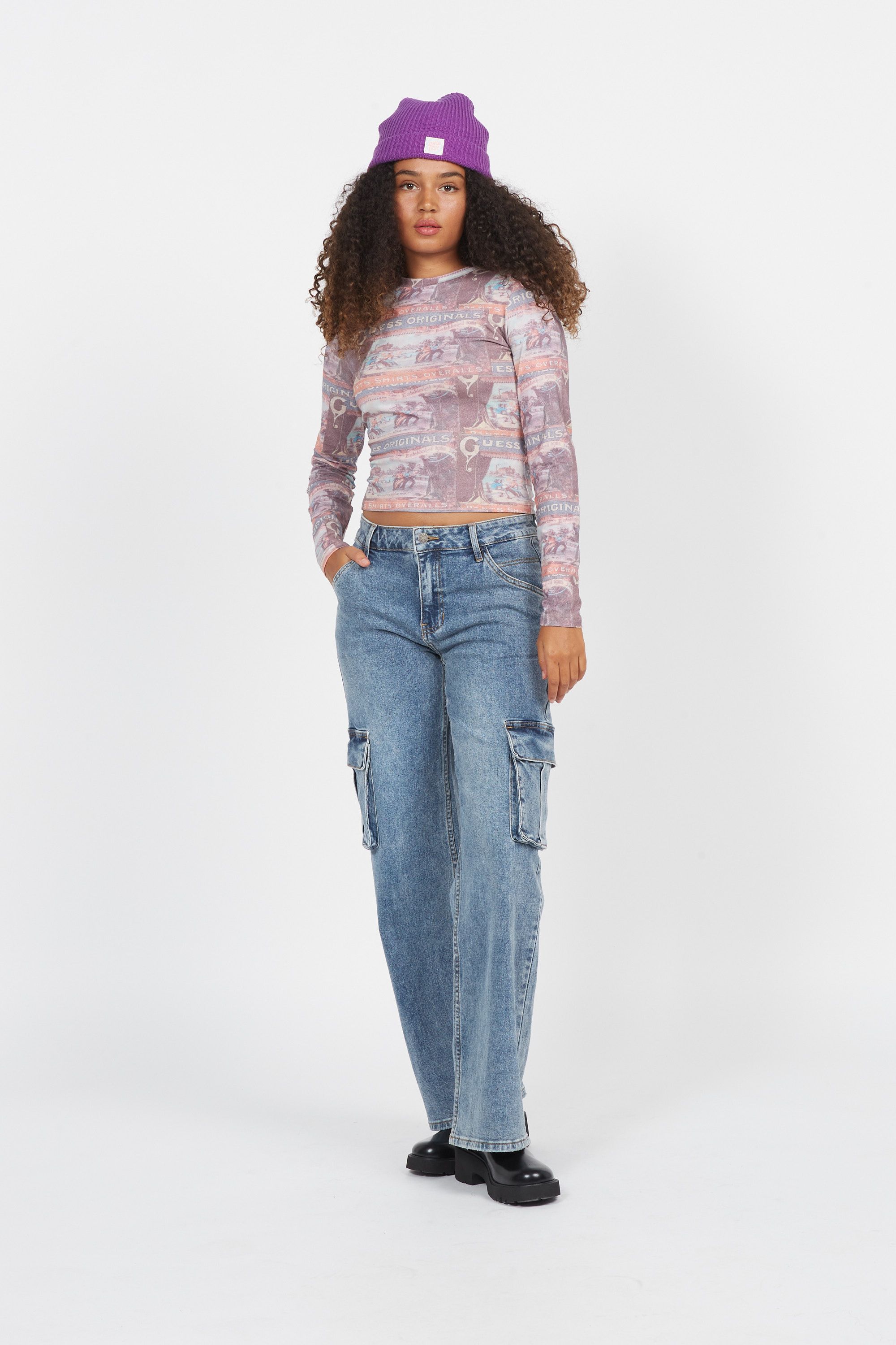 GUESS ORIGINALS Jean GO KIT CARGO F7WU GO DO Bleu