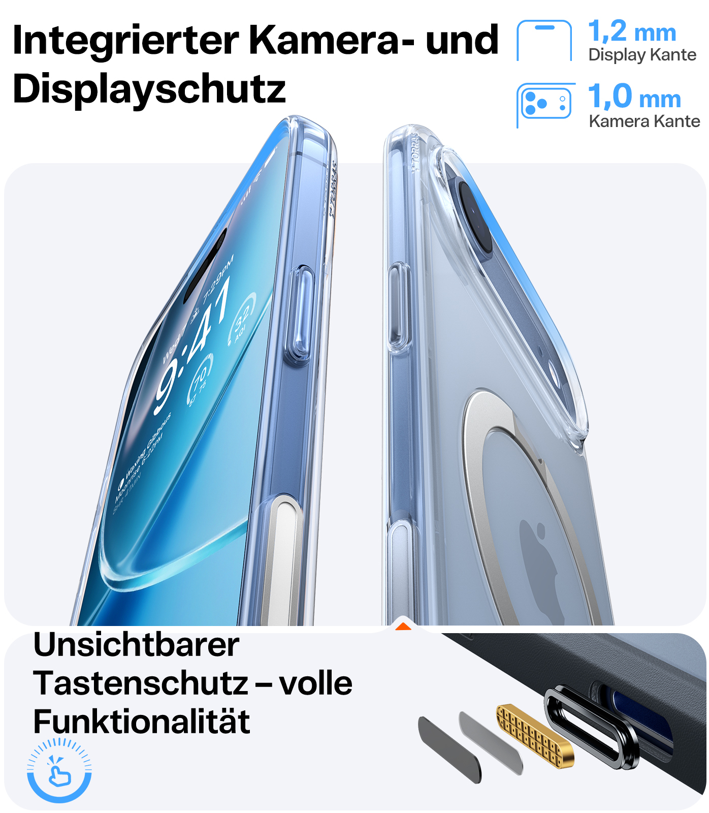 iPhone Air Ostand 360° Spin MagSafe Hybrid Hardcase Hülle Ring Stand   Kickstand - Transparent