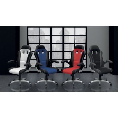 Fauteuil gamer RACER - accoudoirs rabattables - noir et blanc