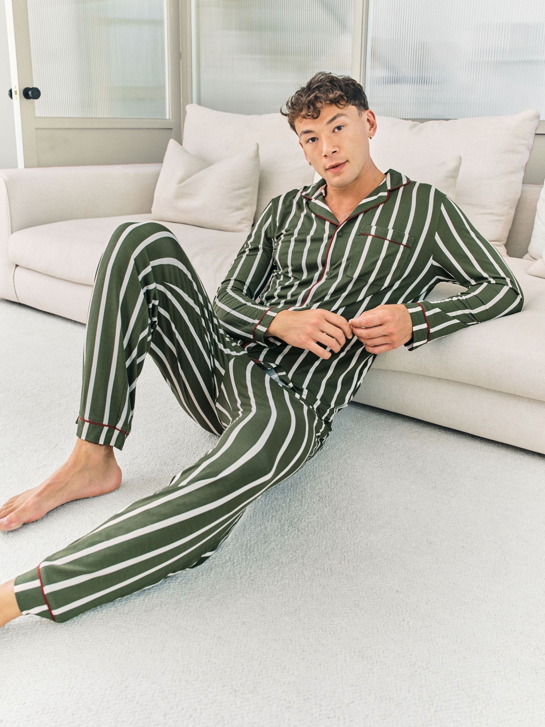 Chelsea Peers Stripe Button Up Long Pyjamas Set