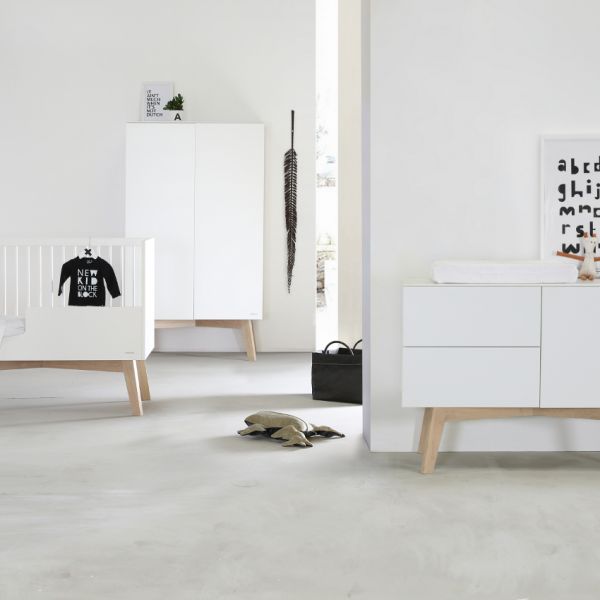 Kidsmill Sixties Babykamer Wit Mat / Naturel | Bed 60 x 120 cm   Commode