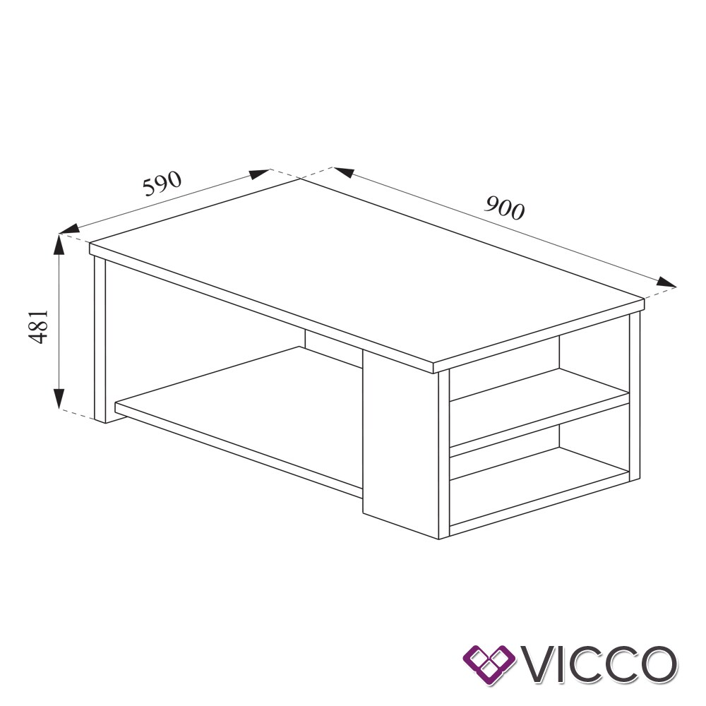 VICCO Couchtisch DARIO in Anthrazit Eiche - Wohnzimmer Sofatisch Kaffeetisch