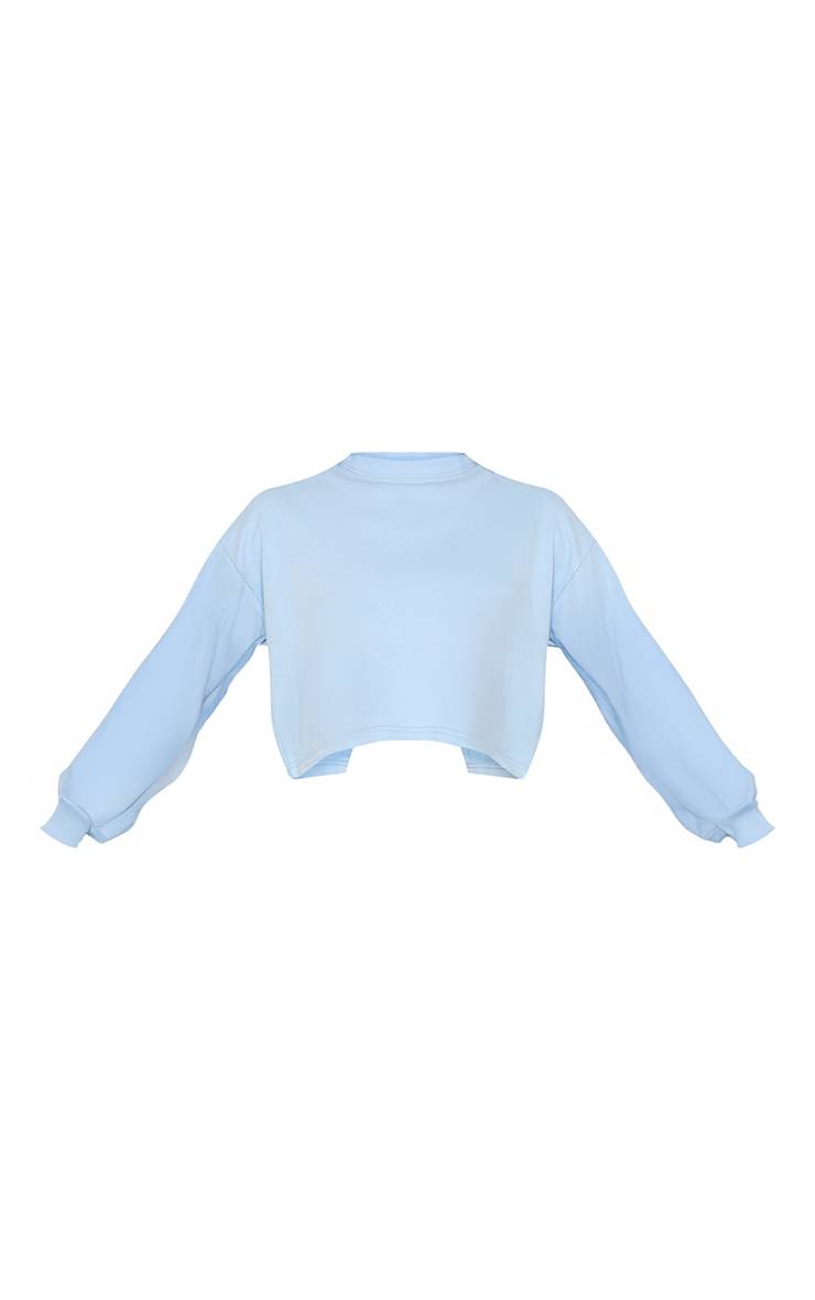 Bleu Clair Sweat-shirt Court À Dos Croisé