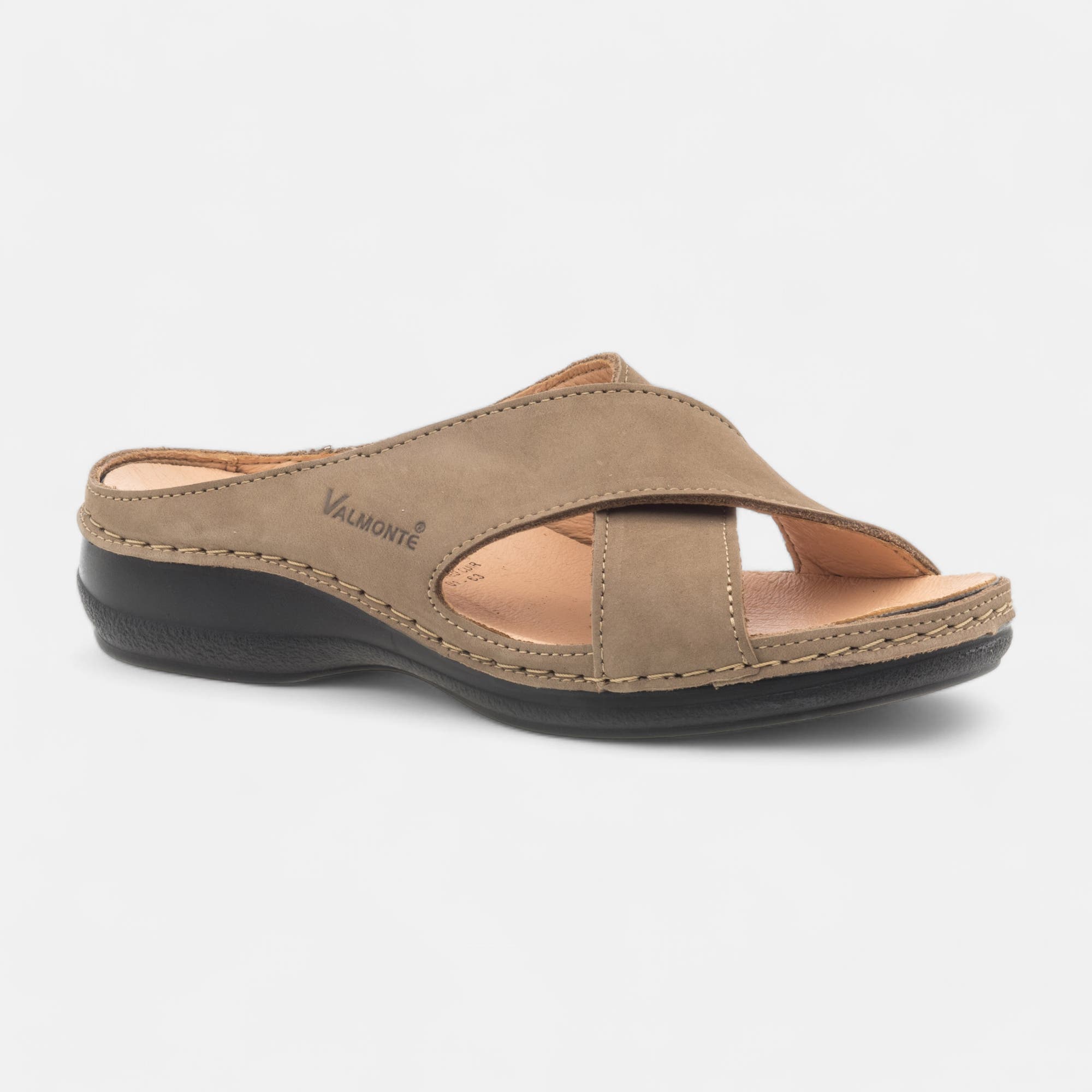 Nu-pieds confort Femme en cuir taupe