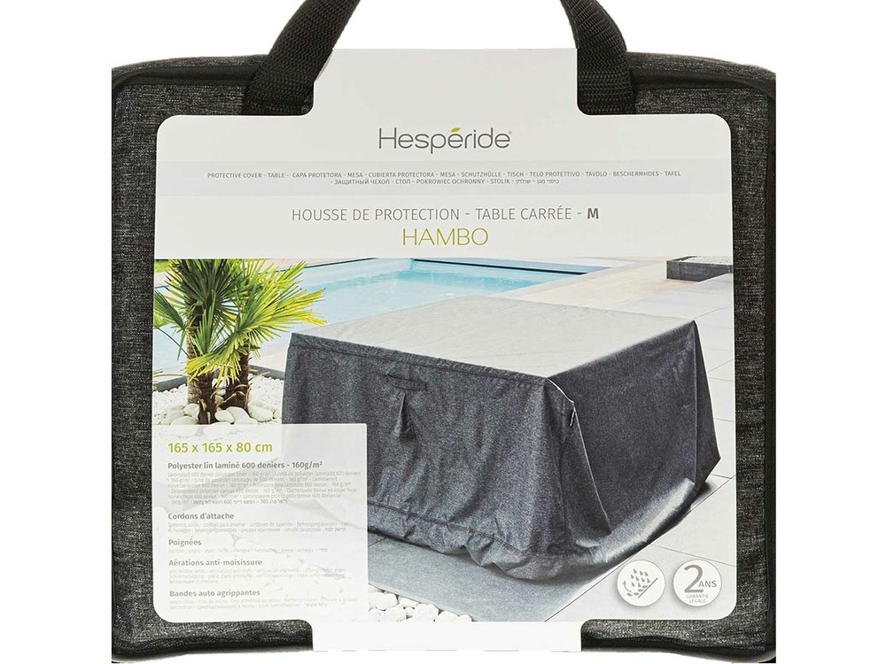 Housse pour table extérieure carré hambo m gris - 165 x 165 x 80 cm