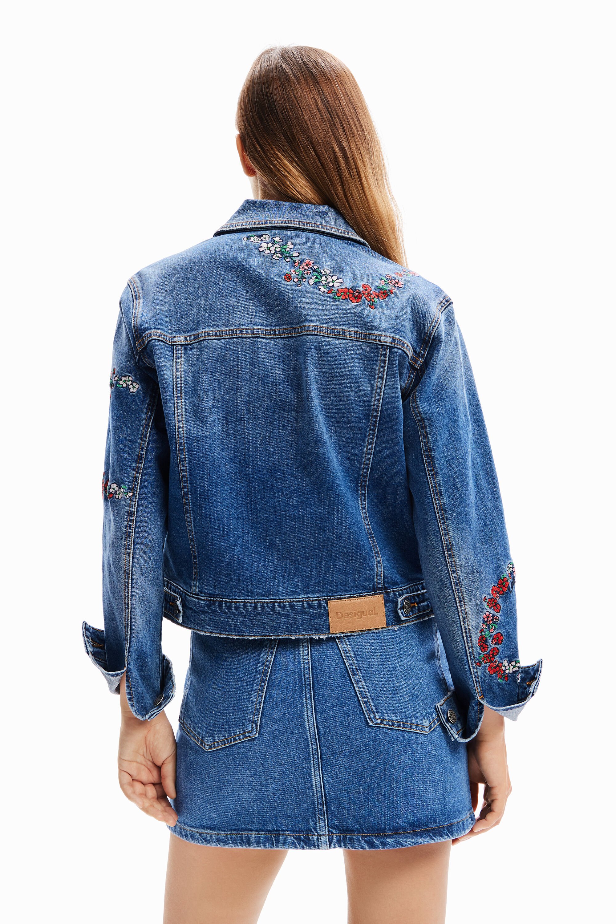 Veste trucker jean broderies