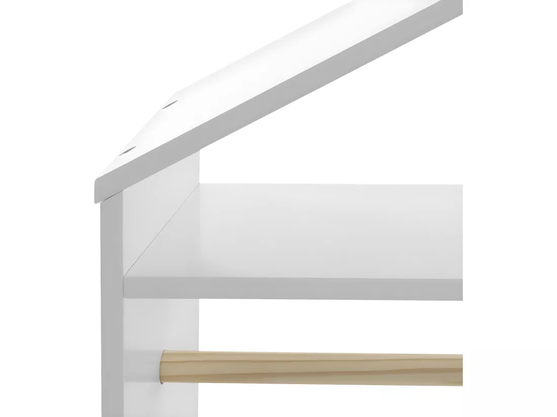 Penderie enfant à roulettes coloris blanc - L.80,5 x l.36 x H.120 cm