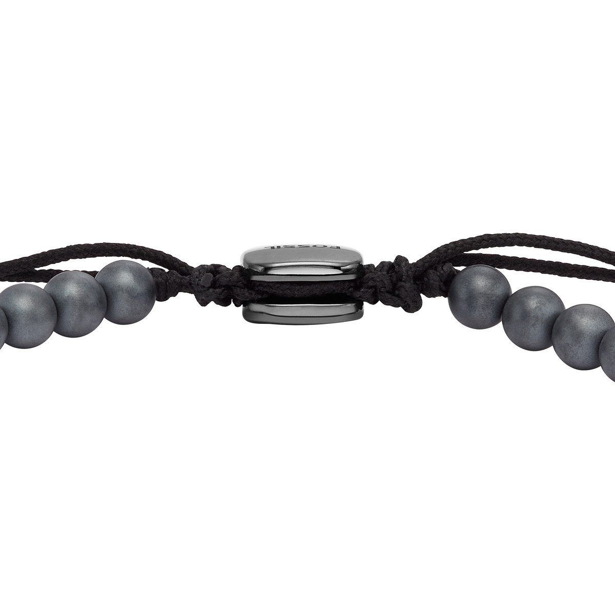 Bracelet FOSSIL acier inoxydable cordon noir hématites