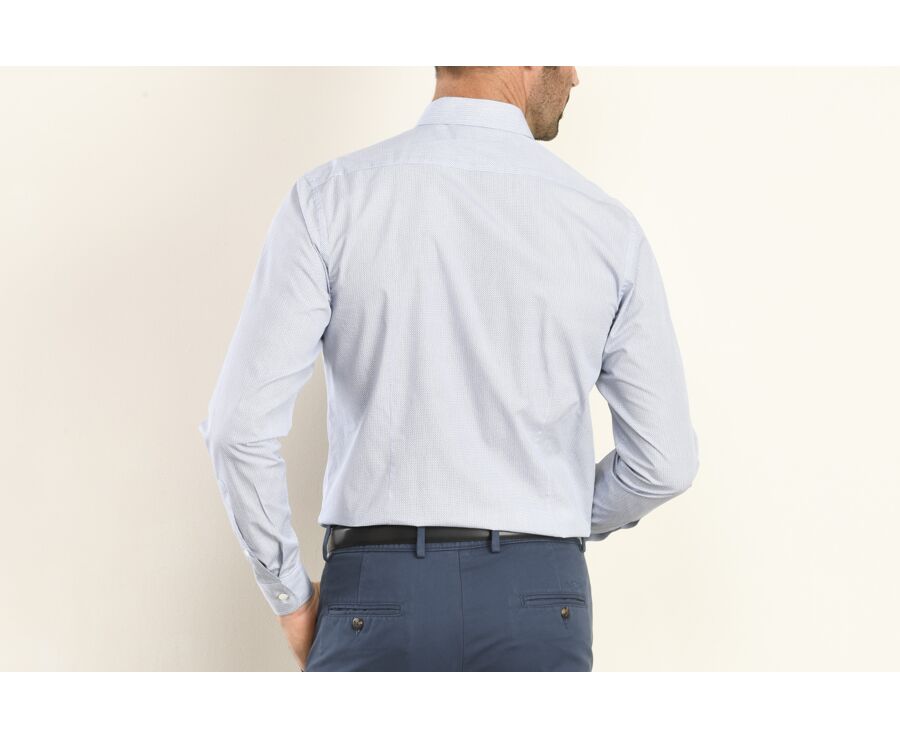 Chemise blanche imprimée motifs bleu navy - Col français - OSCAR