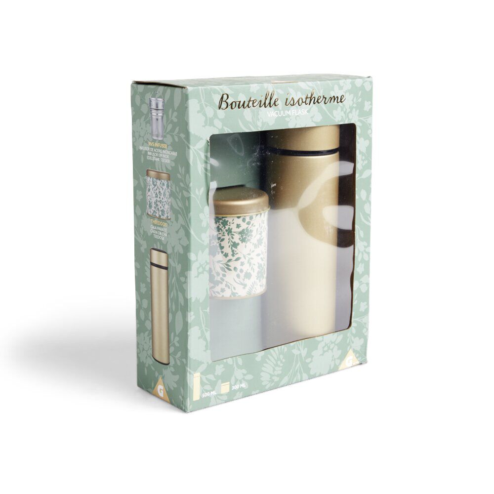 Coffret thé avec bouteille isotherme infuseur et boîte à thé