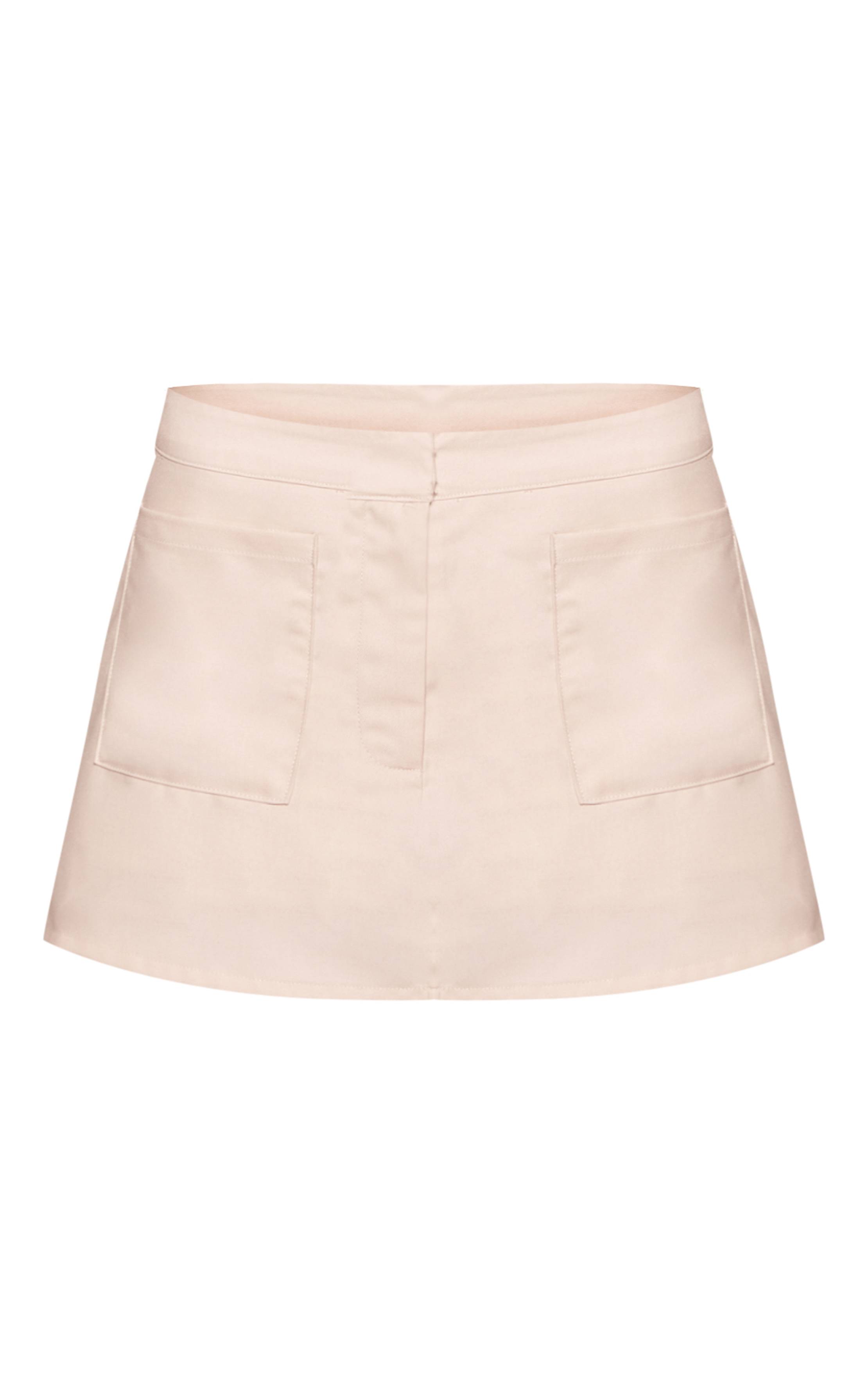 Sable Jupe-short Ajustée Tissée Avec Détail De Poches Carrées