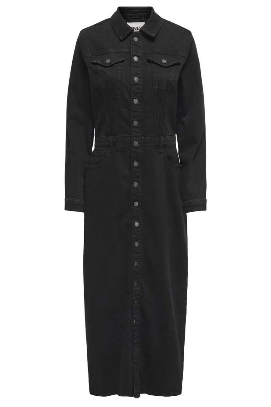 Only Onlellen Ls Longstretch Dress Rea130 4752029 washed black