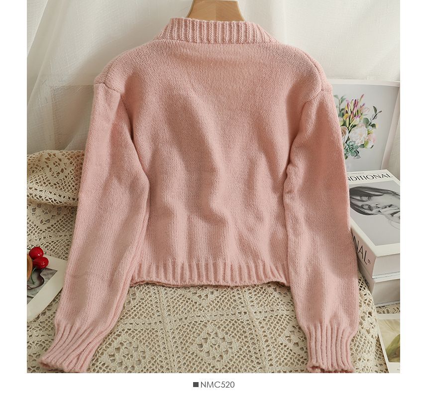 Lemongrass - Set: geribbelde crop top + cardigan met kersenaccent