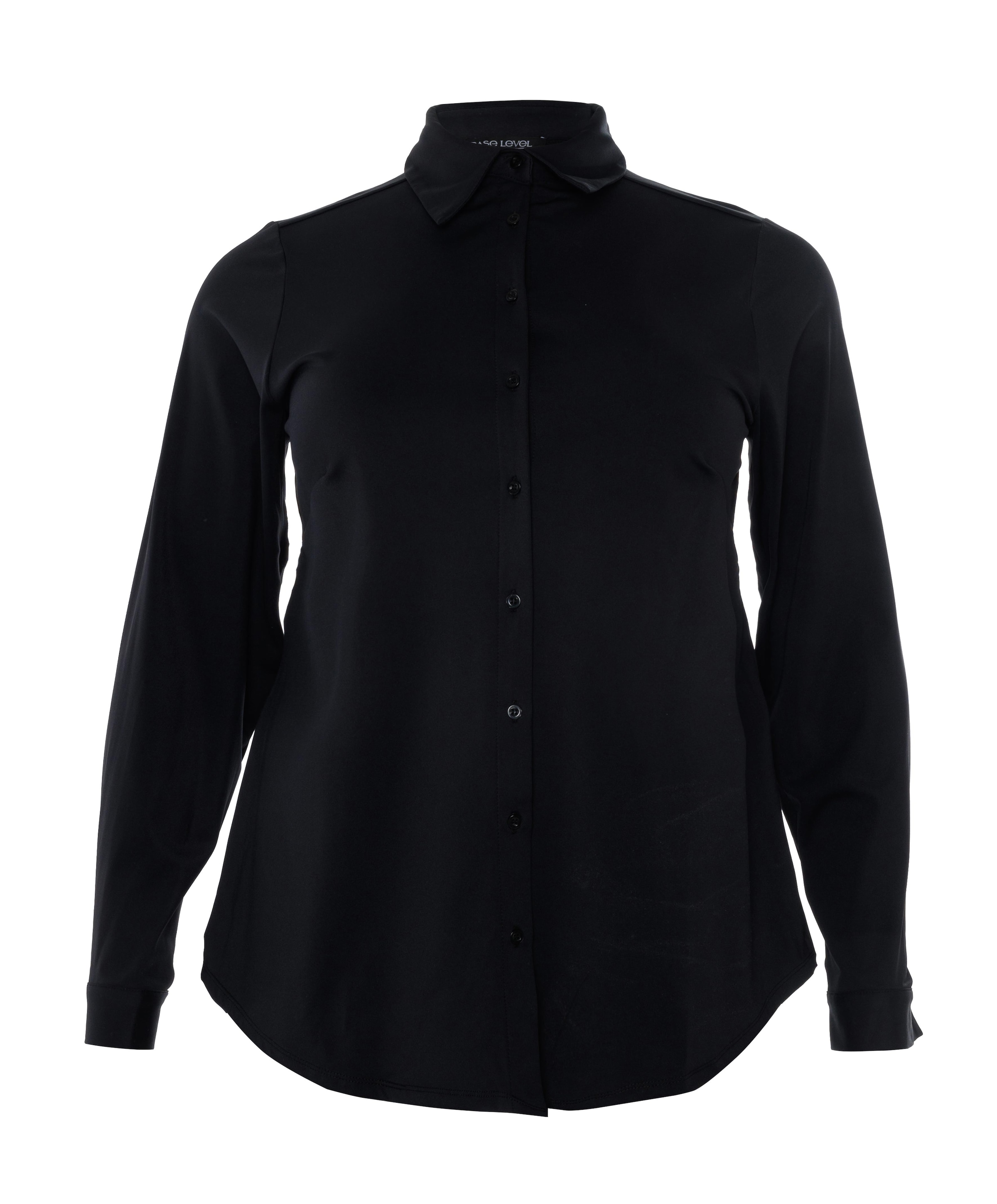 Base Level Curvy Dames blouse zwart