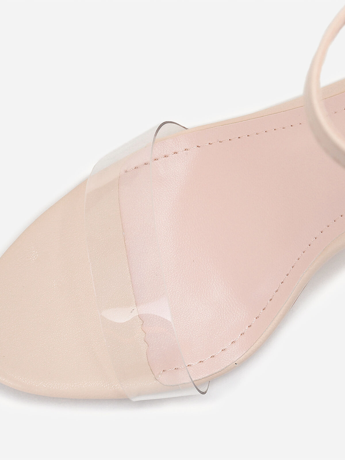 Sandales à bride transparente et talon carrés- Transparent