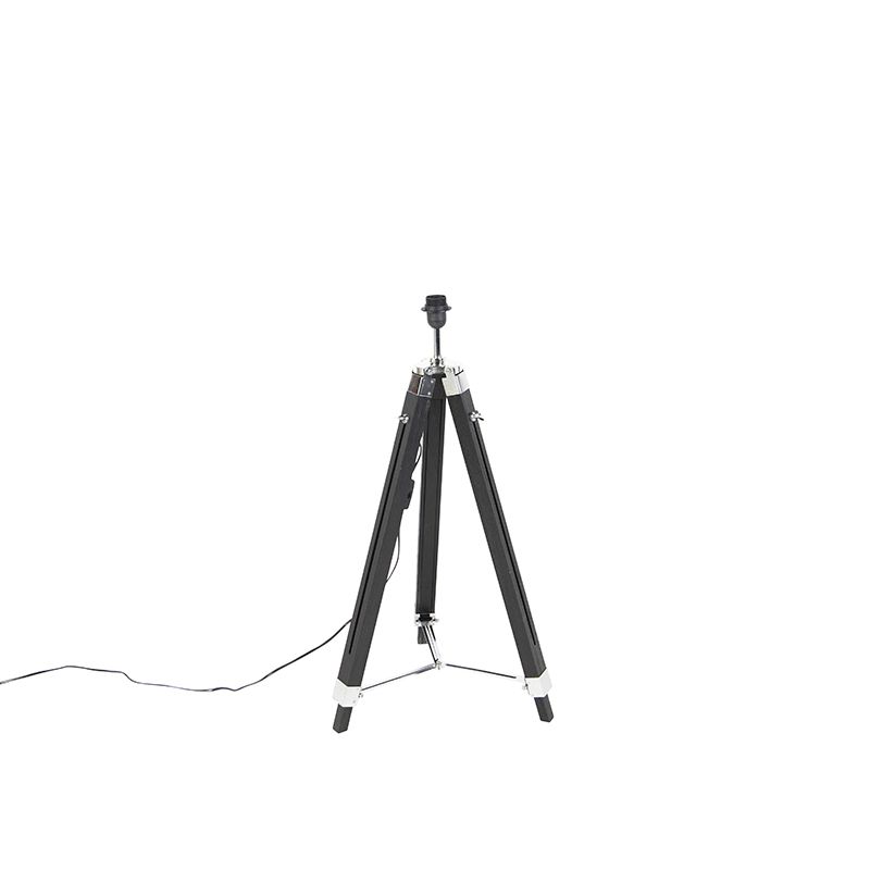 Vloerlamp Tripod zwart met kap 45cm linnen wit
