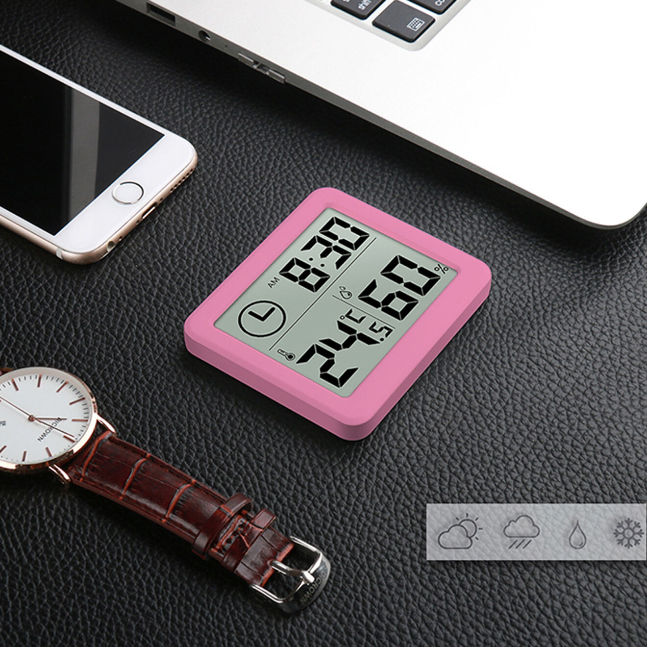 Onamaste Thermomètre numérique éléctronique rose