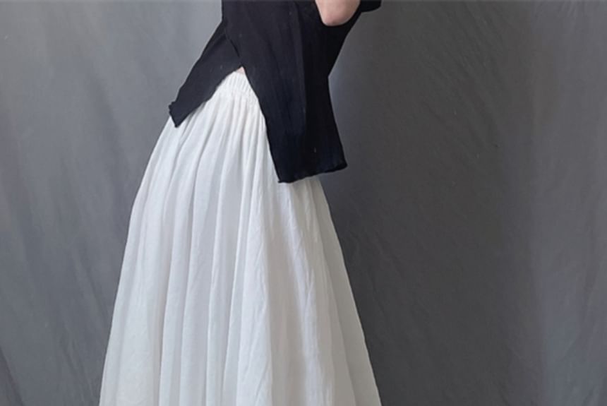 Taragon - Hoge taille effen maxi A-lijn rok