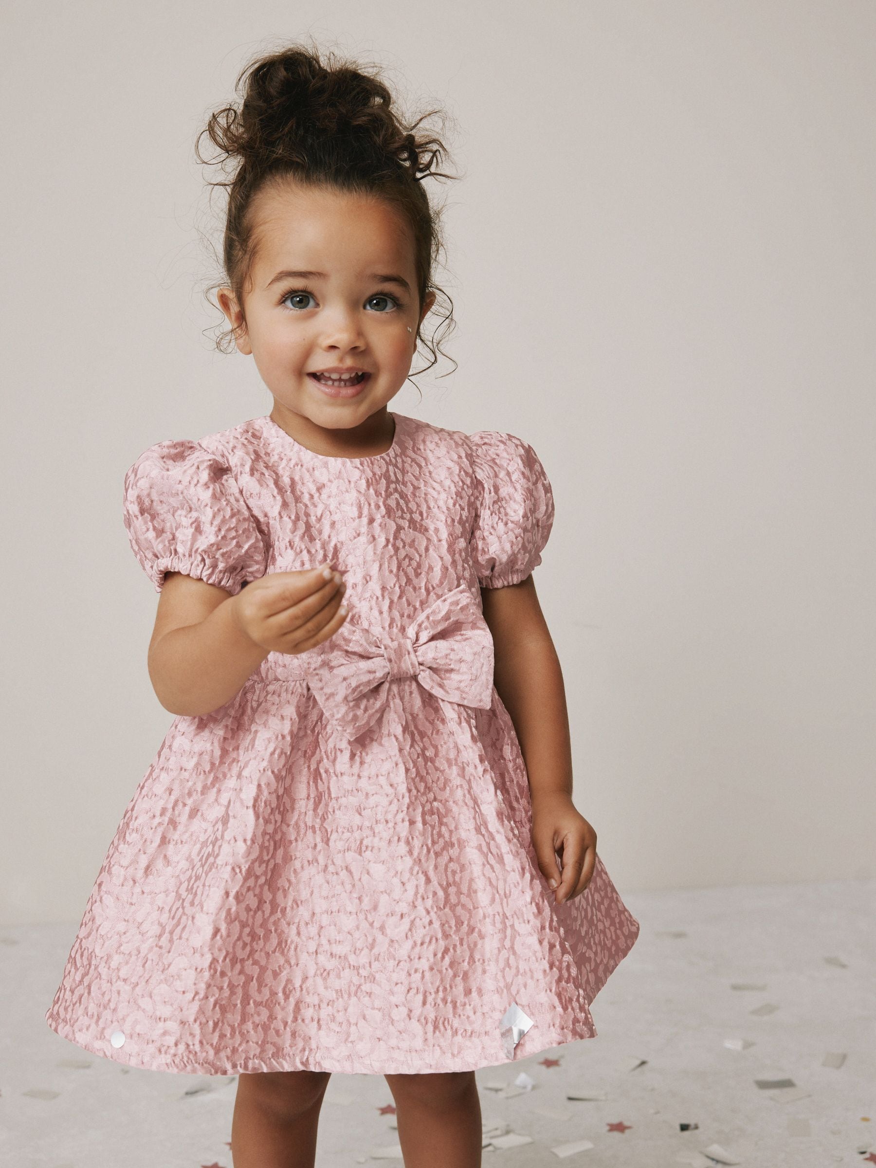 Roze met dierenprint - Jacquard feestjurk (3mnd-8jr)