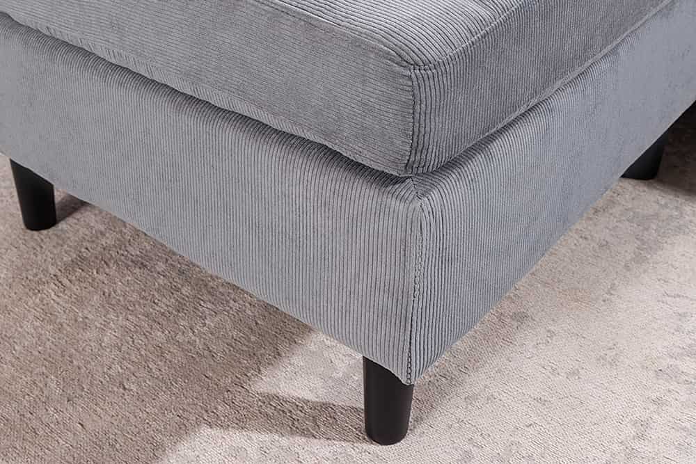 Modernes Ecksofa STOCKHOLM 220cm grau Cordstoff Federkern 3-Sitzer-Sofa