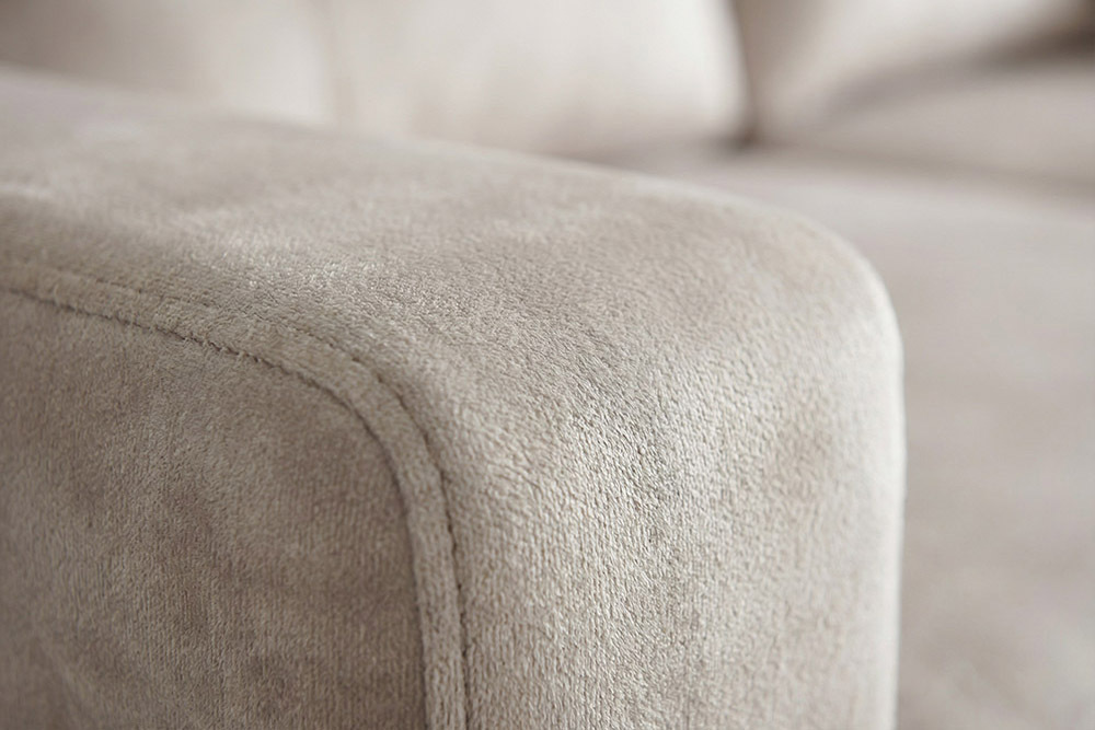 Modernes Ecksofa APARTMENT 205cm champagner beige Samt 3-Sitzer Bettfunktion Stauraum