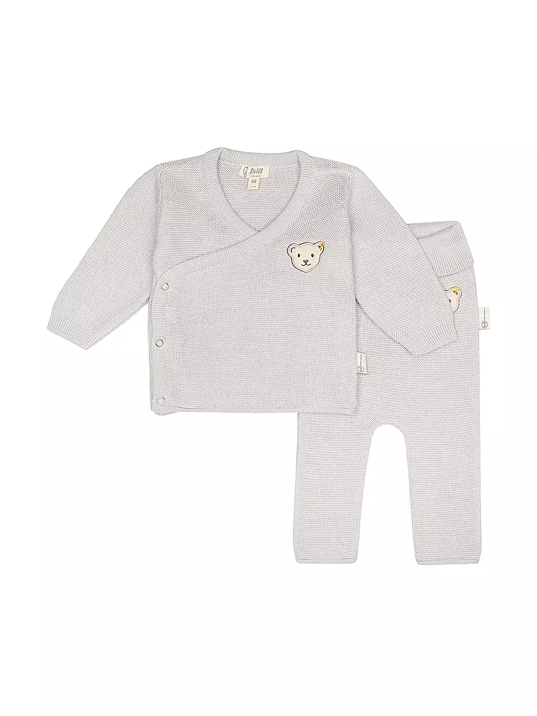 STEIFF Baby Set Strickjacke und Strickhose 2 teilig hellgrau