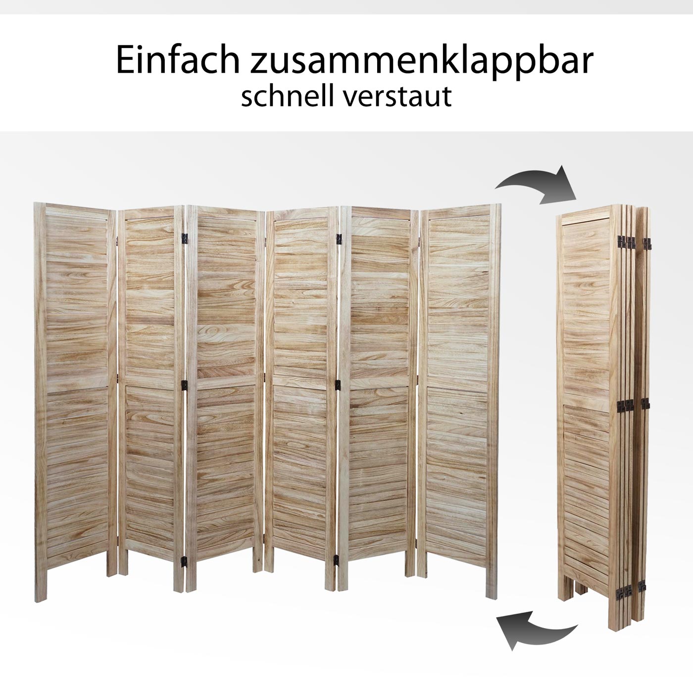 Paravent MCW-G30, Trennwand Sichtschutz Raumteiler, Shabby-Look 170x240cm ~ grau-braun