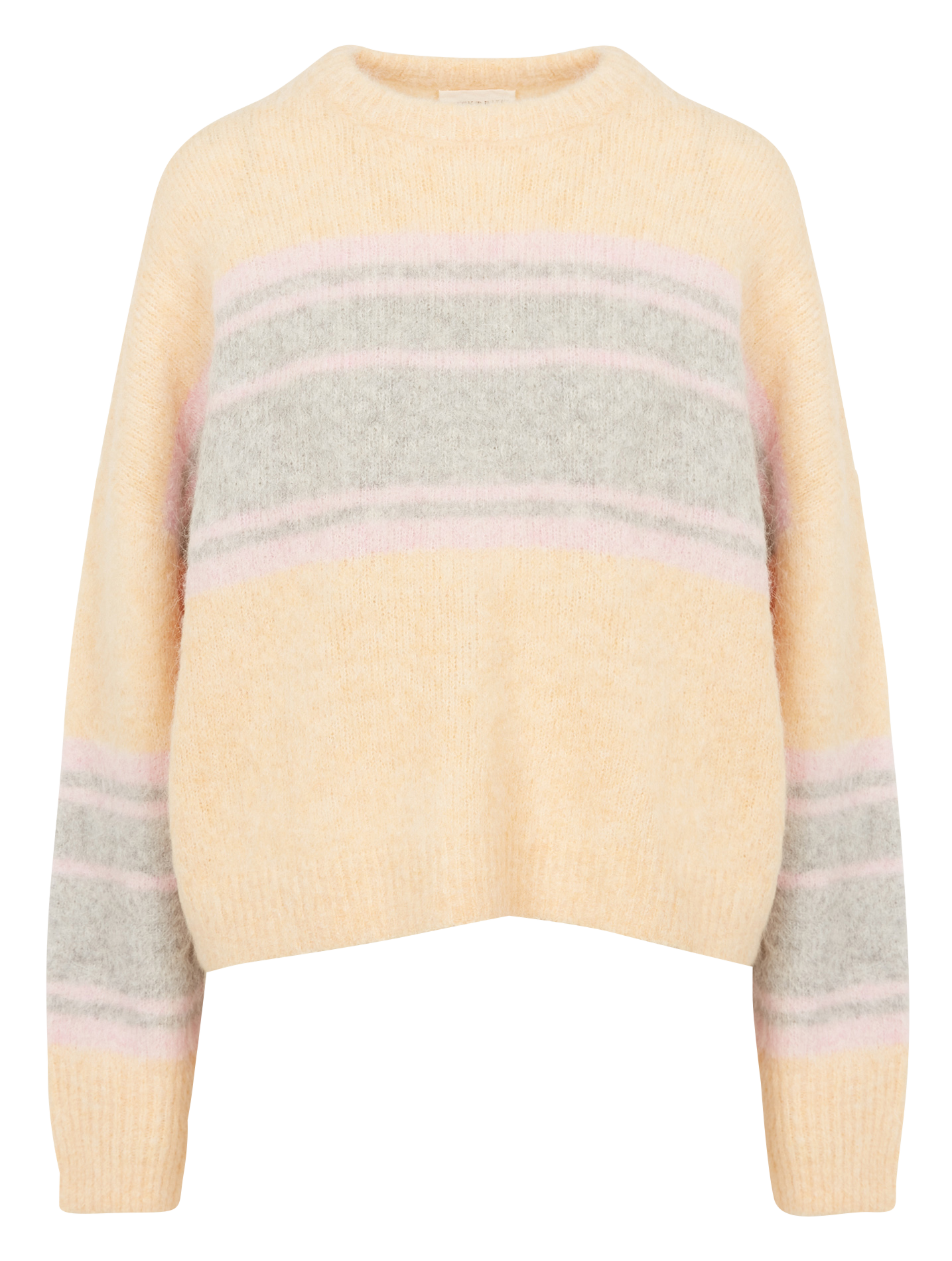 MILA - Pull ample col rond rayé en alpaga mélangé | Gris