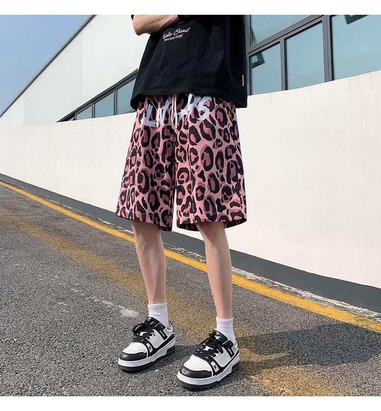 Diphon - Shorts met trekkoord en luipaardprint