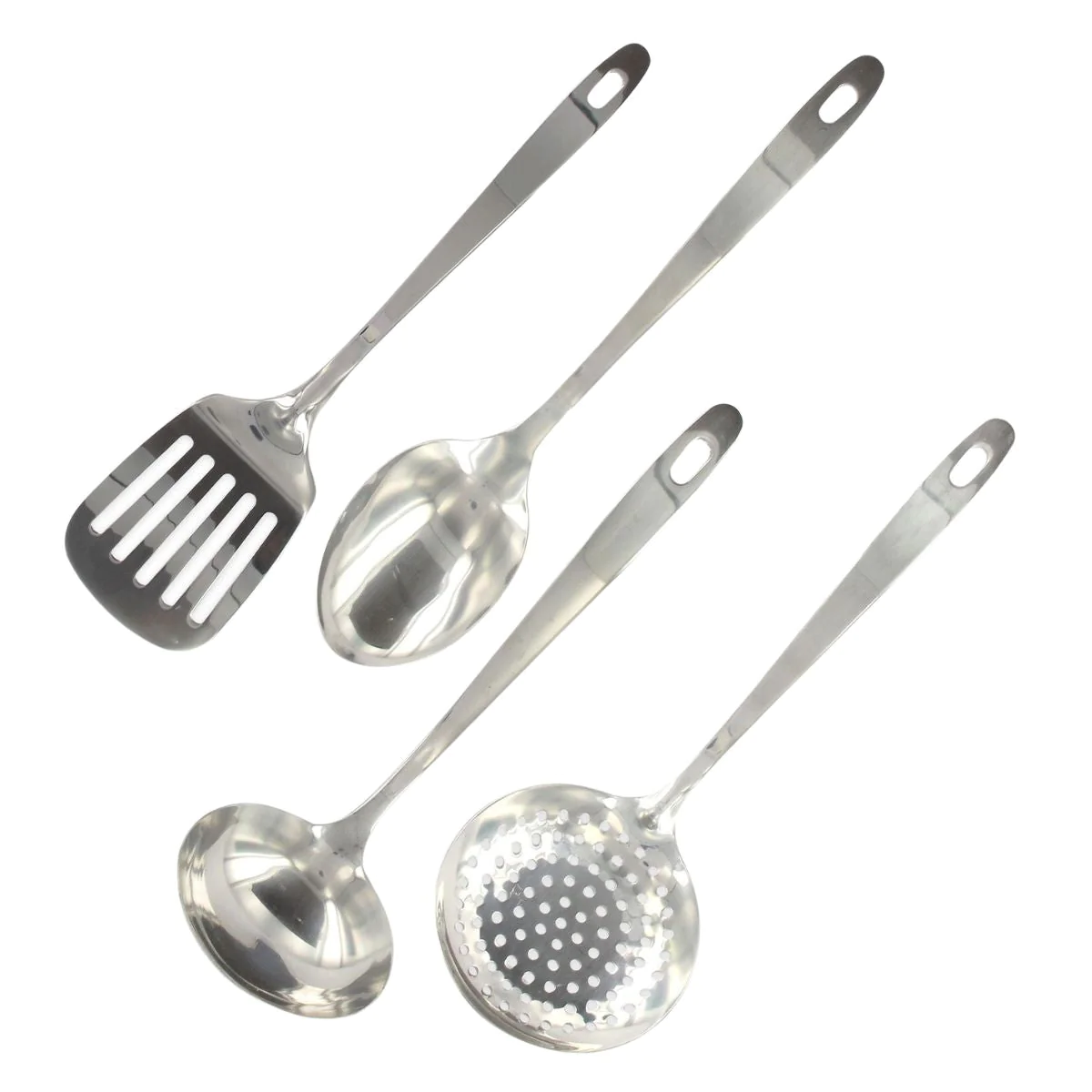 Ensemble de 4 ustensiles de cuisine en inox louche spatule ajourée cui