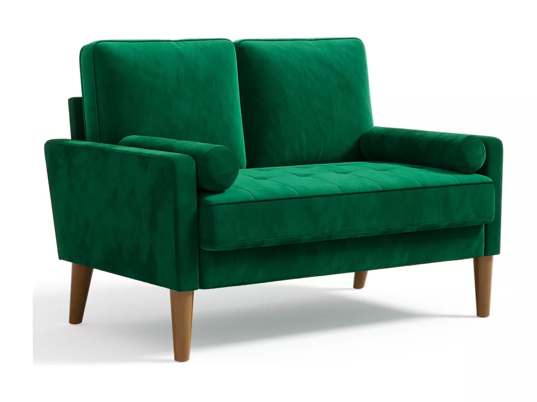 Canapé à 2 Places Scandinave,Mini Canapé à Bras Roulés en Velours Loveseat,Fauteuil Salon avec Accoudoirs,121x77x87cm - Vert