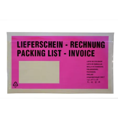 DM Folien Lieferscheintaschen DIN lang, pink, 100 Stück