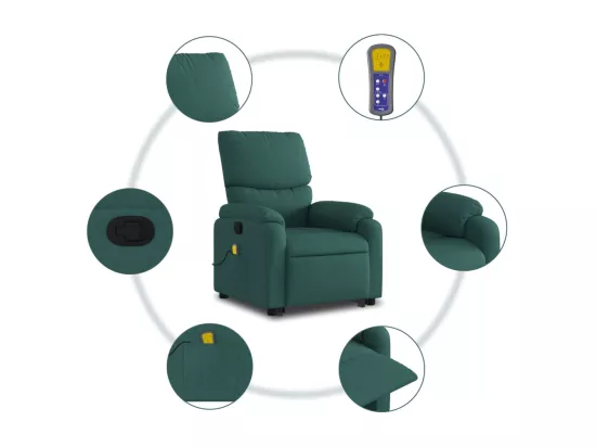 Fauteuil inclinable massant Vert foncé Tissu