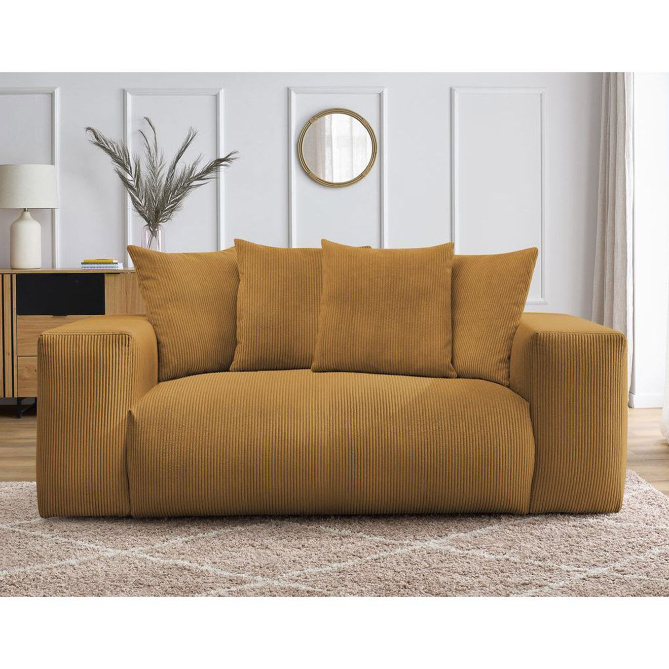 Bobochic Canapé 2 places moelleux voltaire jaune - 220x124x75 cm